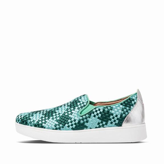 FitFlop Dámská Tenisky Mátově Zelená Zelene - RALLY Checkered Woven Slip On CZ-932406